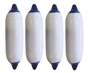 4 X MAJONI WHITE/BLUE BOAT FENDERS - SIZE 3 + FREE ROPE - Picture 1 of 1