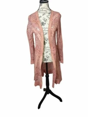 Cardigã Vocal EUA tamanho único malva renda camurça espanador namorado jaqueta Y2K boho - Imagem 1 de 4