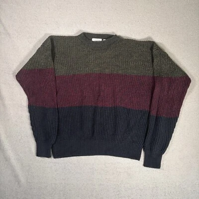 Vintage Sears Mens Store Acrylic Knit Sweater Mens Size XLT Green Burgundy Black - Image 1 of 4