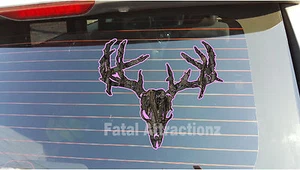 Pink Ambush Camo Zombie Deer Skull Vinyl Sticker Decal buck whitetail hunting - Picture 1 of 1