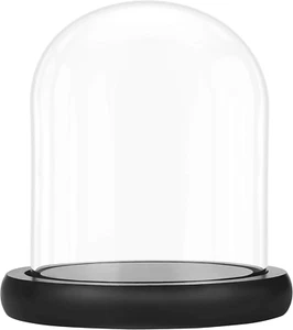 Campana in Vetro Con Base in Legno Nero Naturale, 17 Cm, Campana in Vetro Decora - Foto 1 di 12