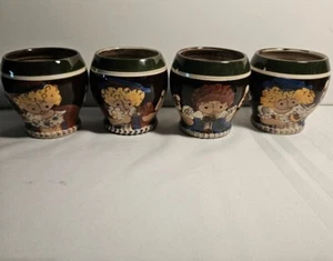 4 Schweizer Hugo Kohler Biel Keramikbecher, handbemalt 3,5""H x 3 1/4""W mehrfarbig. - Bild 1 von 5