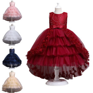 New Kids Flower Girls Princess Wedding Bridesmaid Party Tulle Dress Pageant Gown