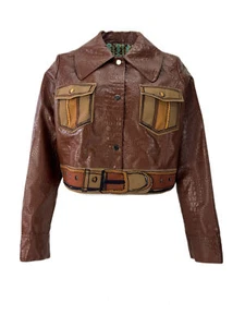 Marina Rinaldi Women's Brown Chiara Leather Jacket NWT - Picture 1 of 3