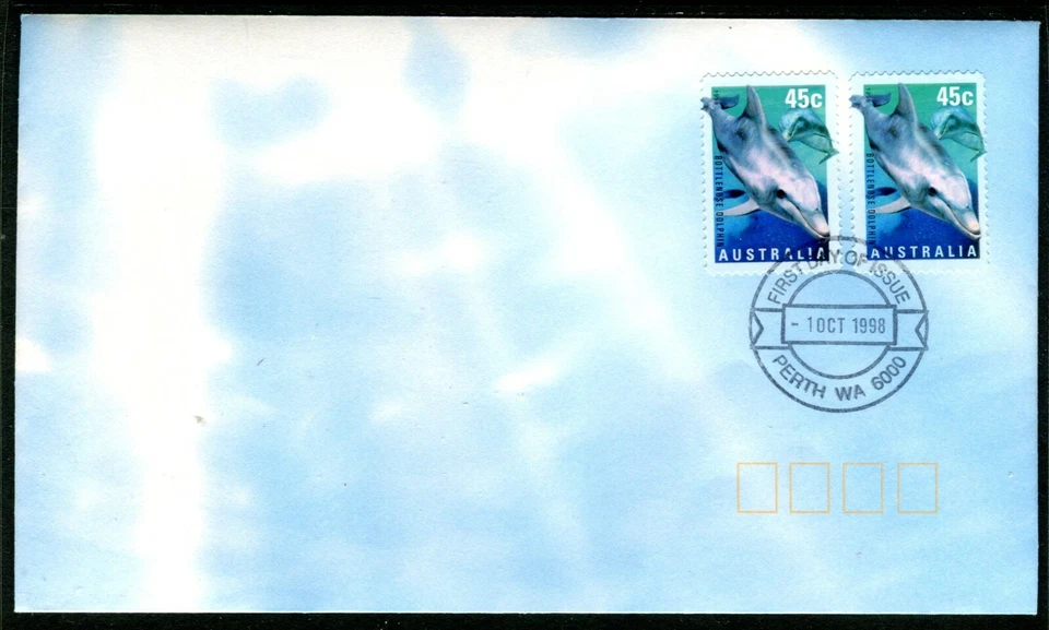 1998 Planet Ocean (2 x 45c Bottlenose Dolphin P&S Stamps) FDC - Perth 6000 PMK - Image 1 of 1
