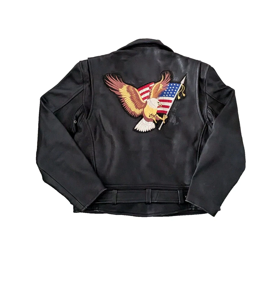 Wilsons leather Vintage moto motorcycles leather jacket zipper mens large - Imagen 1 de 4