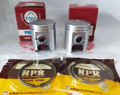 JUEGO DE PISTONES Y ANILLOS PARA SUZUKI 1973-1977 GT185 K/L/M/A/B nuevo dia = 49 mm un par Foto 1 de 4