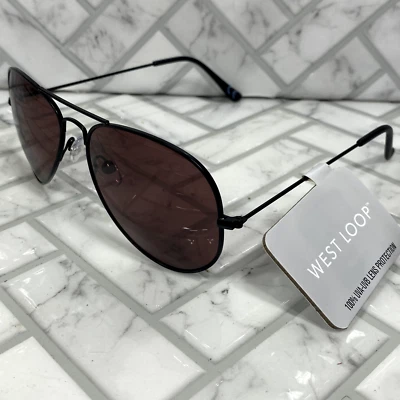 NUEVO CON ETIQUETAS West Loop 46577CALBLK Gafas de sol Aviador Marco Negro Lente Roja 100% UVA-UVB Foto 1 de 4