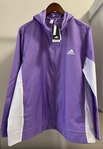 NWT Adidas Running Jacket Womens XL Violet Fusion Purple/White Full Zip Hood $60 - Picture 1 of 18