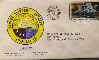US SPACE COVER : APOLLO 12 LAUNCHING KSC ,FL NOV 14, 1969 FRANKED ON MAN ON MOON - Image 1 of 4