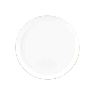 Plato de almuerzo de plástico desechable blanco redondo de 8,6 pulgadas con diseño de borde dorado 10 piezas Foto 1 de 3