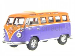 VW T1 Samba Bus Bulli 1962 blu-arancio modellino Yatming 1/43 - Foto 1 di 4