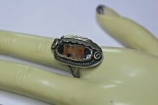 VIN.JIMMY VICTOR BEGAY OXIDIZED 925 & AGATE RING, FACE 1 1/8", SIZE 7, 5.9 GRAMS