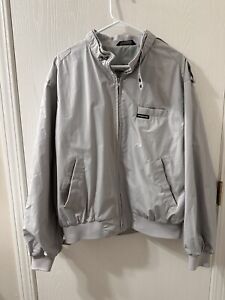 Vintage Members Only Bomber Jacket Mens US LARGE Light Gray Full Zip Classic