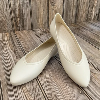 CROCS Brooklyn Punta Plana 210169 Estuco Marfil Crema Sin Cordones Para Mujer Talla 6 Nuevo Foto 1 de 4