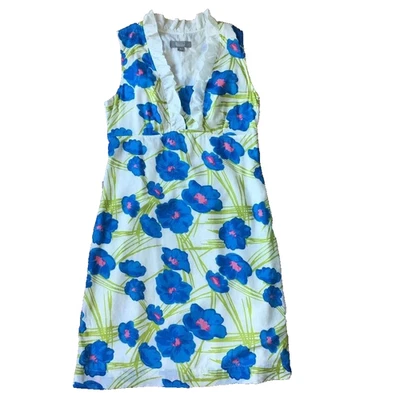 Vestido Floral De Colección Mujer 6 S Merona Mod Retro Vaina con Volantes Costero Preppy Amapola Foto 1 de 4