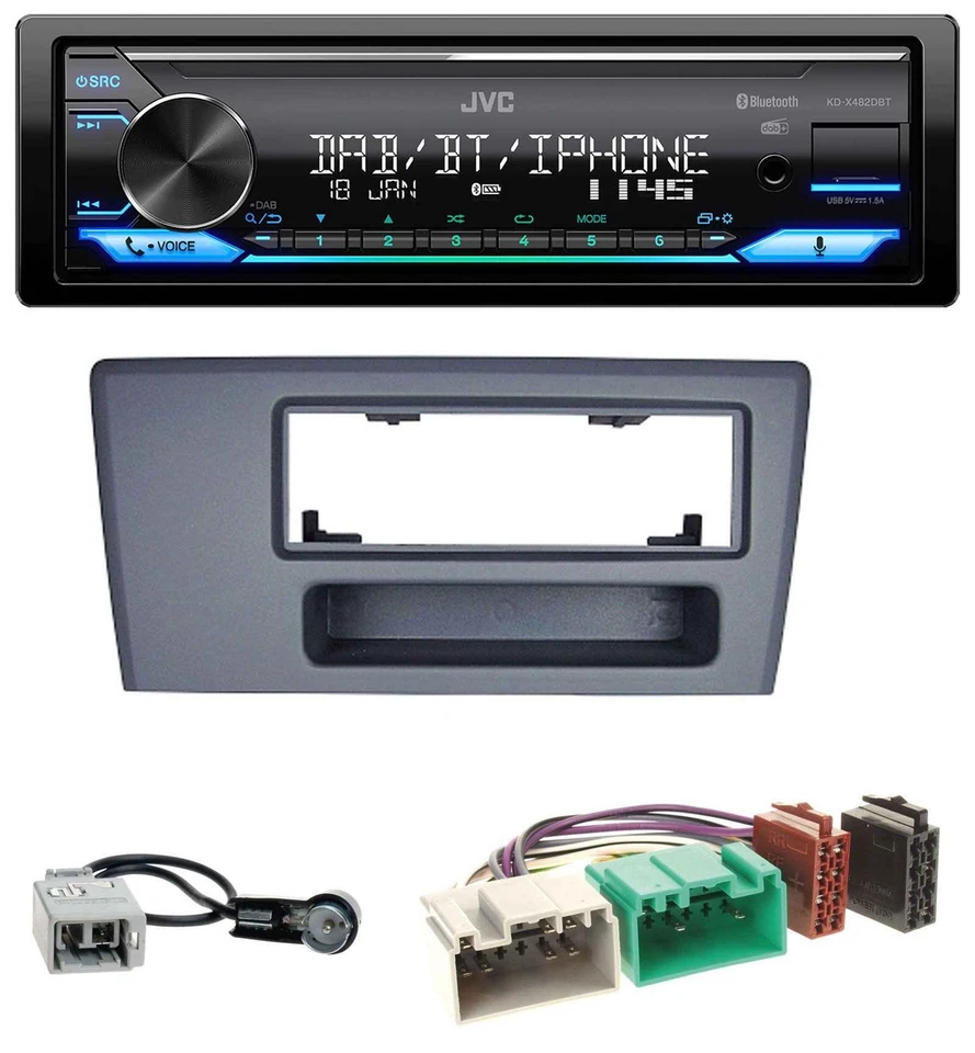 JVC Bluetooth DAB USB MP3 Autoradio für Volvo S60 S70 C70 V70 00-03 dunkelgrau - Bild 1 von 4