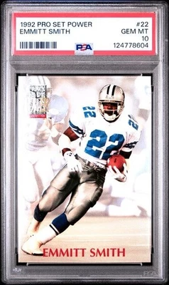 1992 Pro Set Power #22 Emmitt Smith Card PSA 10 RARE Pop 17 HOF Dallas Cowboys - Image 1 of 2