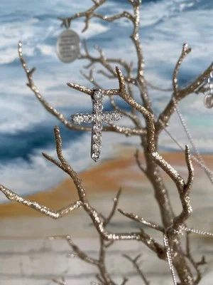 Anhänger Schmuck Pierre Lang mega schönes Kreuz silber + Kristalle  w. NEU - Bild 1 von 2