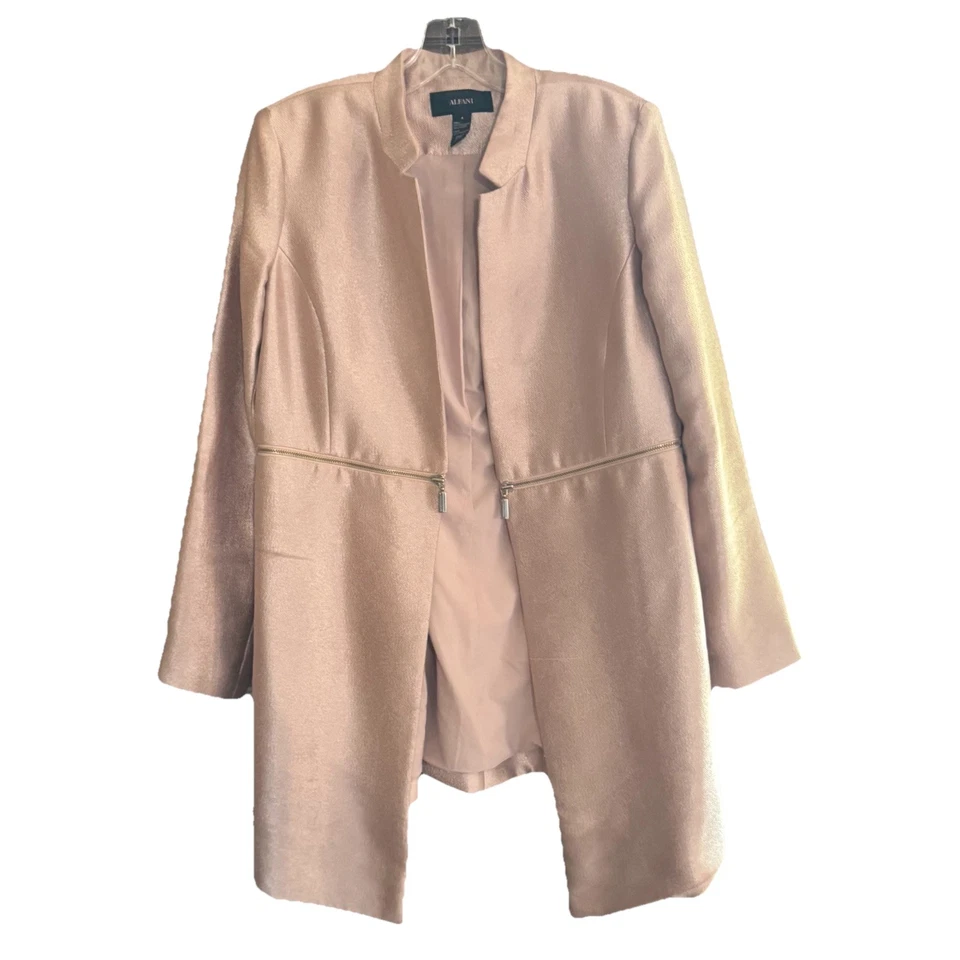 ALFANI длинным рукавом текстурированный мерцающий розовый с подкладкой куртка женский размер 4 Glam Core - Изображение 1 из 4