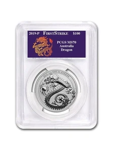 2019-P 100 $ Australien 1 Unze Platinum Dragon MS70 PCGS First Strike Lunar 💜 - Bild 1 von 7