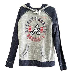 Majestic Fan Fashion Atlanta Braves Full Zip Hoodie Large - Picture 1 of 8