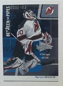 SportsFest 02/10 2002-03 ITG Be A Player Between the Pipes Martin Brodeur #8 HOF - Picture 1 of 2