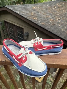 Sperry Gold Cup Boat Shoe Red, White, & Blue Men's Sz 9 W - Picture 1 of 14