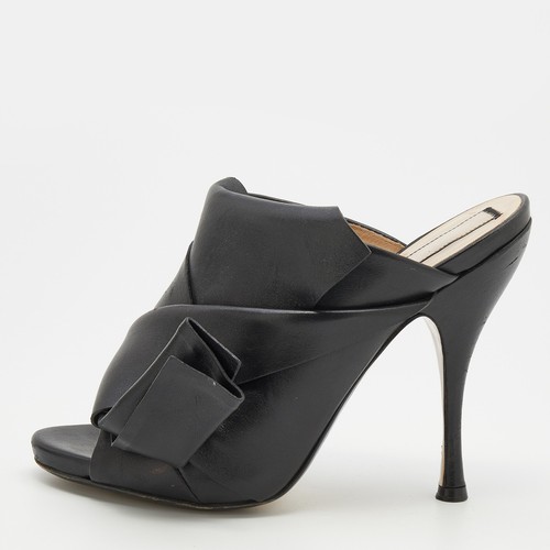 NIKE N°21 muli punta aperta a pieghe in pelle nera Ronny taglia 39