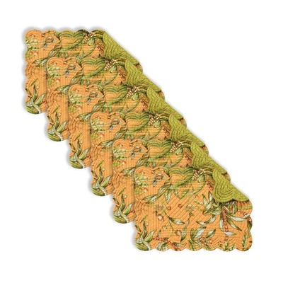 C&F HOME Barbados Sunset Flowers Vintage Quilted 100% Cotton Set of 6 Placemats 13" x 19"