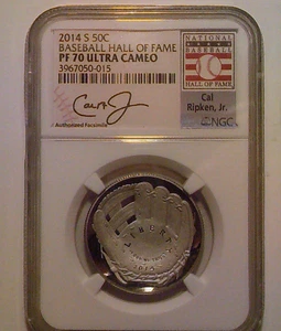 2014-S Baseball Hall of Fame Cal Ripkin Jr PROOF Commemorative Half NGC PF70 50c - Picture 1 of 6