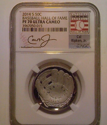 2014-S Baseball Hall of Fame Cal Ripkin Jr PROOF Commemorative Half NGC PF70 50c - Image 1 of 4