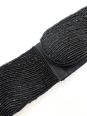 La Regale женщин ремень бисером XSmall черный богемное крестьянин крюк и петля винтажный - Изображение 1 из 4