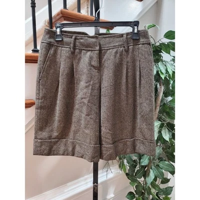 Bermuda Loft Ann Taylor Feminina Marrom Lã e Poliéster Casual Tamanho Zero - Imagem 1 de 4