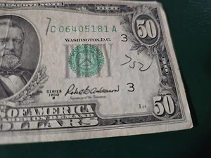 1950 B $50 Bill Federal Reserve Note Philadelphia - Picture 1 of 4