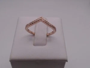 14K Rose Gold Chevron Wedding Band Ring With Natural Diamonds SZ 7 - Picture 1 of 2