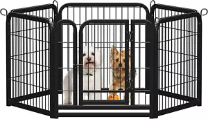 Dog Playpen Outdoor 24 Inch 6 Panels Indoor Dog Fence Metal Dog Pen Heavy Duty P - Picture 1 of 8