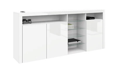 Highboard 200cm Sideboard Anrichte Kommode Schwarz Weiß Hochglanz SANTA FE - Bild 1 von 4