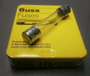 5-Pack Bussmann AGC-175/1000 Fast Acting 0.175A 250V Cartridge Glass Fuse  - Picture 1 of 2