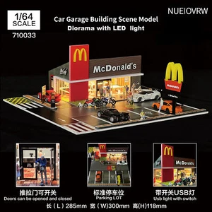 1/64 Diorama Car Garage Model LED Lighting Car Showroom Scene Display Model Gift - Picture 1 of 30