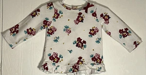Child of Mine Baby Girl 6/9M Top Long Sleeve White w/ Red/Blue Flower Ribbon Bow - Picture 1 of 10