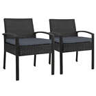 Set Of 2 Outdoor Dining Chairs Wicker Chair Patio Garden Furniture Lounge Settin