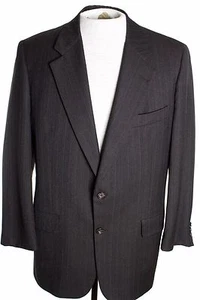 Hickey Freeman Mens 43R Charcoal Gray Stripe Blazer Jacket Sports Suit Coat - Picture 1 of 12