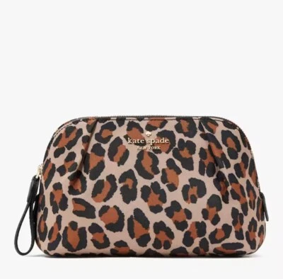 Nuevo con etiquetas Estuche Cosmético Kate Spade Chelsea Leopardo Manchado Marrón Multi KH755 $89 Foto 1 de 3
