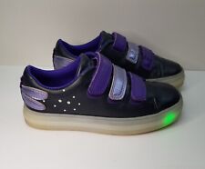 CLARKS FLARE FLY K SIZE 11UK EUR29 GIRLS NAVY LIGHT UP TRAINERS SHOES STRAP