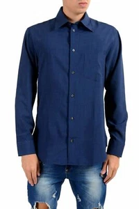 Armani Collezioni Blue Button Front Men's Casual Shirt US S IT 48 - Picture 1 of 5