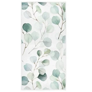 Green Leaves Hand Bath Towel Shower Towels Set Watercolor Herbs Women Kitchen... - Picture 1 of 5