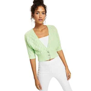 Charter Club Cashmere Textured Dolman-Sleeve Open Cardigan green XS - Picture 1 of 8