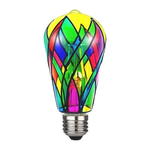 Stained Glass LED Light Bulb ST64 Color Bulb Painted Glass 4 Watts E26 Base - Picture 1 of 12