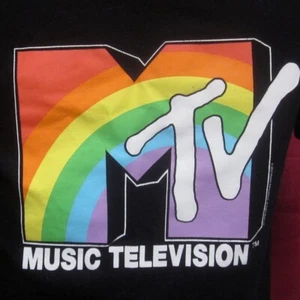 MTV youth med T shirt rainbow logo Music Television throwback tee retro Old Navy - Picture 1 of 4